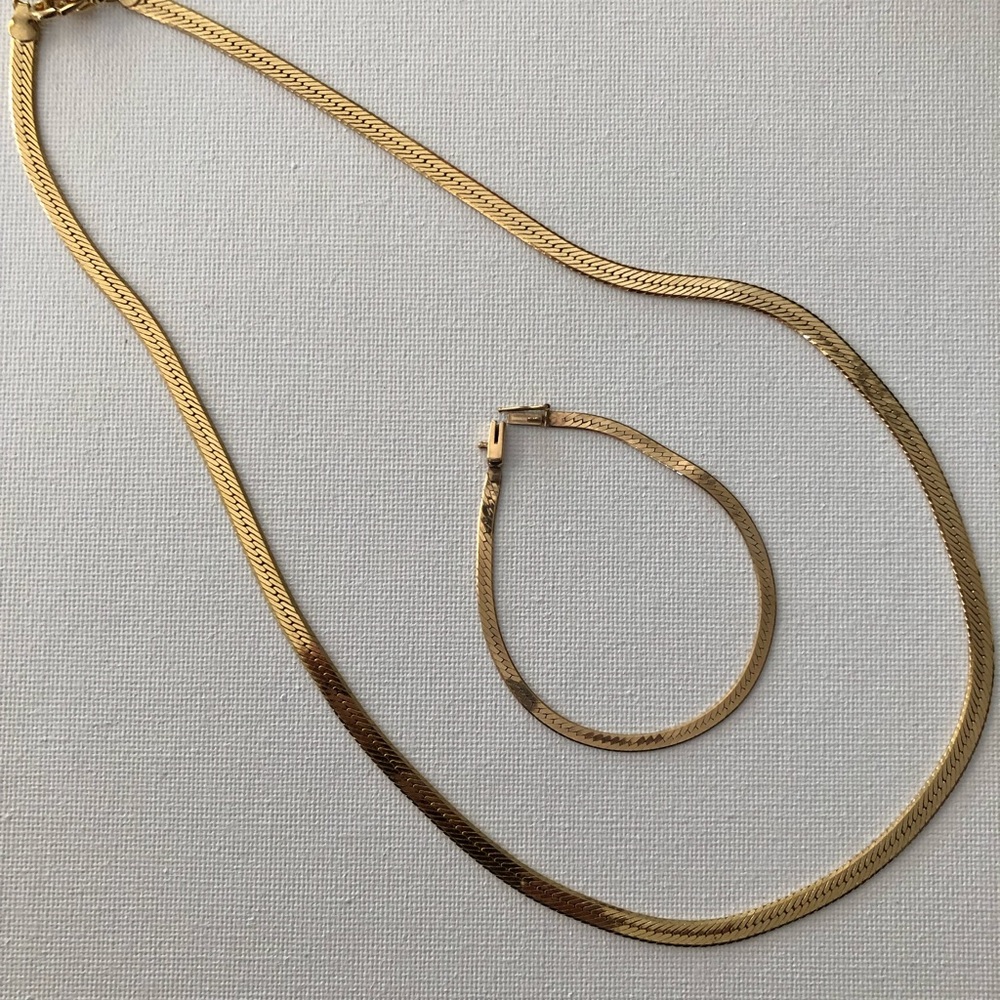 Gold Snake Chain and Bracelet